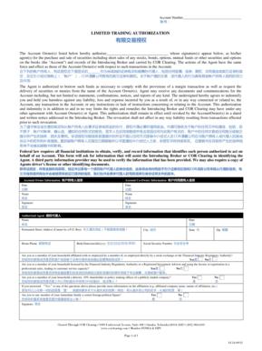Limited Trading Authorization Form