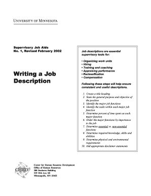 Job profile format - Writing a Job Description - CLA Intranet - intranet cla umn