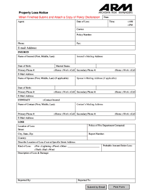 Property Loss Notice Form