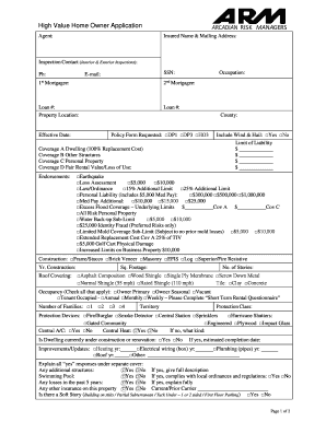 High Value Home Insurance Application