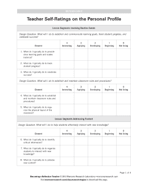 Teacher Self-Ratings on Personal Profile