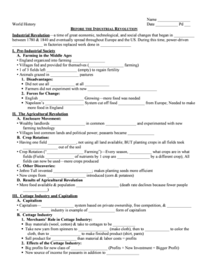 Industrial Revolution Worksheet