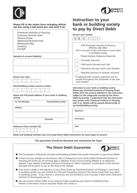 Chartered Institute of Housing Direct Debit Form