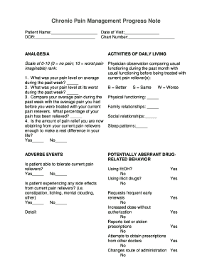 Chronic Pain Management Progress Note