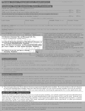 Texas Voter Registration Form