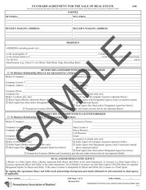 Pennsylvania Real Estate Sale Agreement