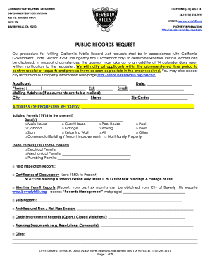 California Public Record Request Form