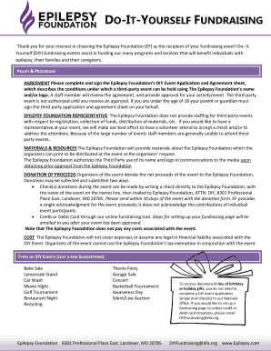 Epilepsy Foundation DIY Event Application and Agreement