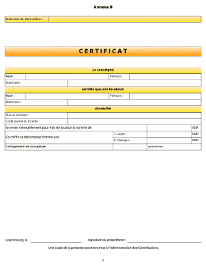 Certificat de revenus locatifs