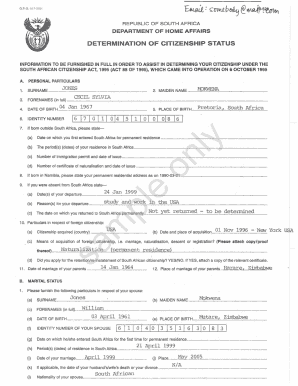 South African Citizenship Determination Form