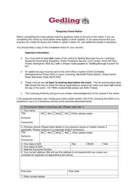Temporary Event Notice