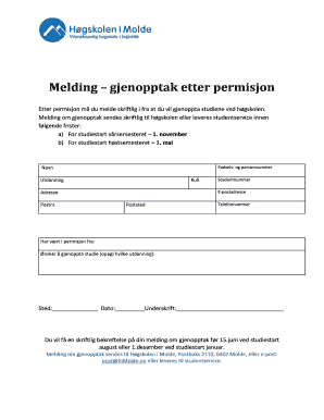 Norwegian Student Reenrollment Form