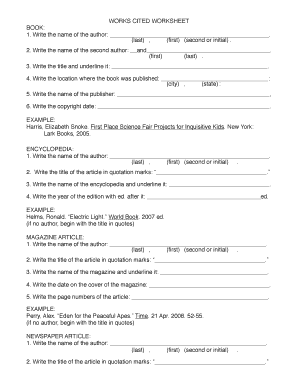 Works Cited Worksheet