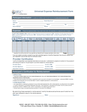 Universal Expense Reimbursement Form
