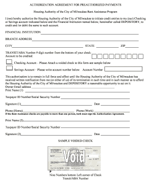 Milwaukee Rent Assistance EFT Authorization