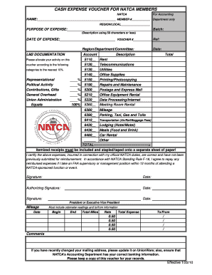 Expenses voucher - Cash expense voucher for natca members