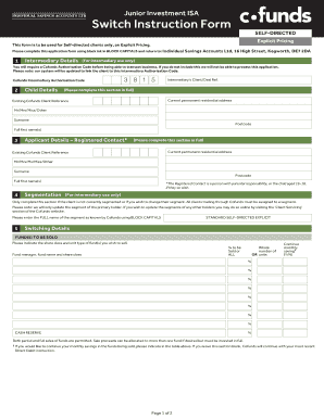 Junior Investment ISA Switch Instruction Form