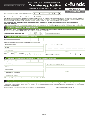 Child Trust Fund to Junior ISA Transfer Application