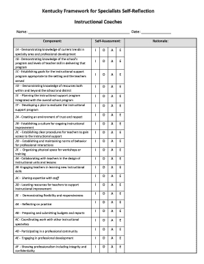 Kentucky Framework for Specialists Self-Reflection