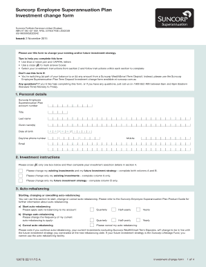 Suncorp Employee Superannuation Investment Change Form