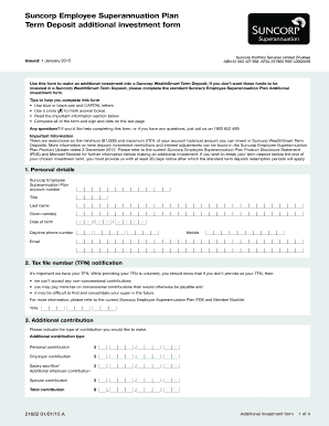 Suncorp Employee Superannuation Term Deposit Investment Form