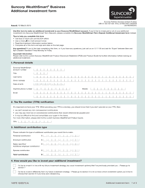 Suncorp WealthSmart Additional Investment Form