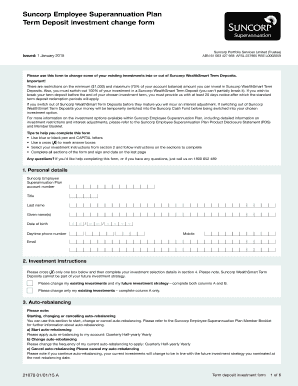 Suncorp Term Deposit Investment Change Form