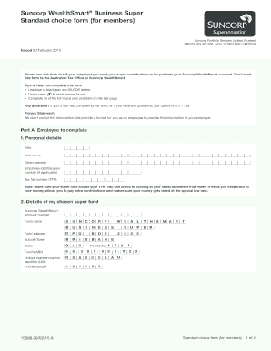 Suncorp WealthSmart Business Super Choice Form