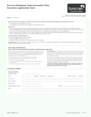 Suncorp Employee Superannuation Plan Insurance Application Form