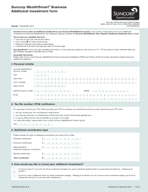 Suncorp WealthSmart Additional Investment Form