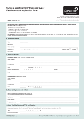 Suncorp WealthSmart Business Super Family Account Application
