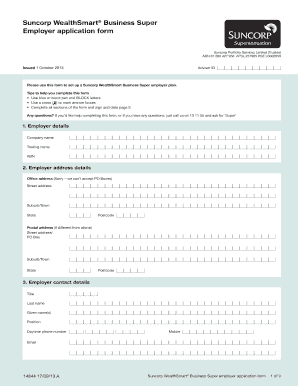 Suncorp WealthSmart Business Super Employer Application Form
