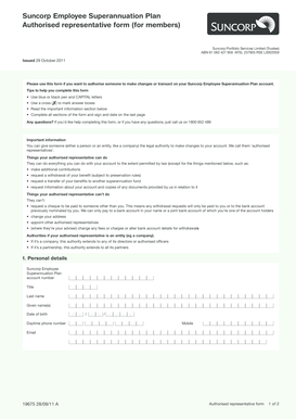 Suncorp Employee Superannuation Plan Authorised Representative Form