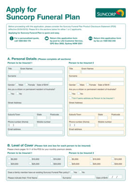 BApplyb for Suncorp Funeral Plan