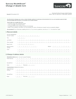 Suncorp WealthSmart Change of Details Form