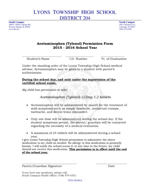 Acetaminophen Permission Form