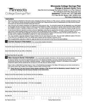 Minnesota College Savings Plan Change of Account Owner Form