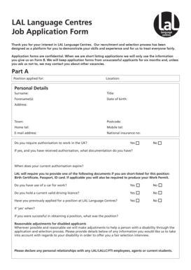 LAL Language Centres Job Application Form