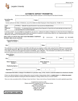 Oklahoma State Employee Direct Deposit Form