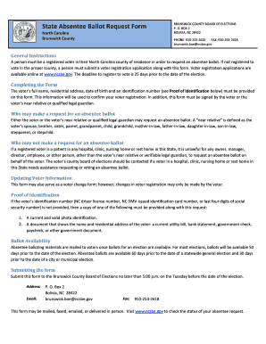 North Carolina Absentee Ballot Request Form