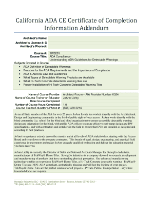 ADA Certificate of Completion