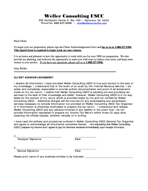Client Acknowledgement Form