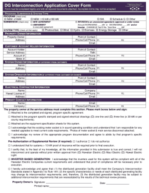 Hawaii DG Interconnection Application Cover Form