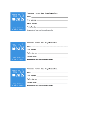 Mary's Meals Newsletter Signup Form