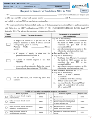 Request for Transfer of Funds from NRO to NRE