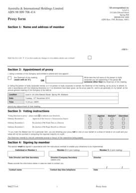 Proxy Form for Australia & International Holdings Limited