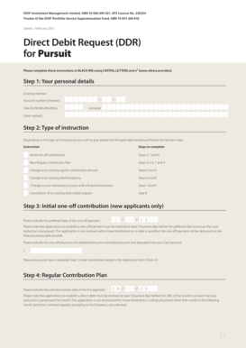 IOOF Portfolio Service Superannuation Fund Direct Debit Request