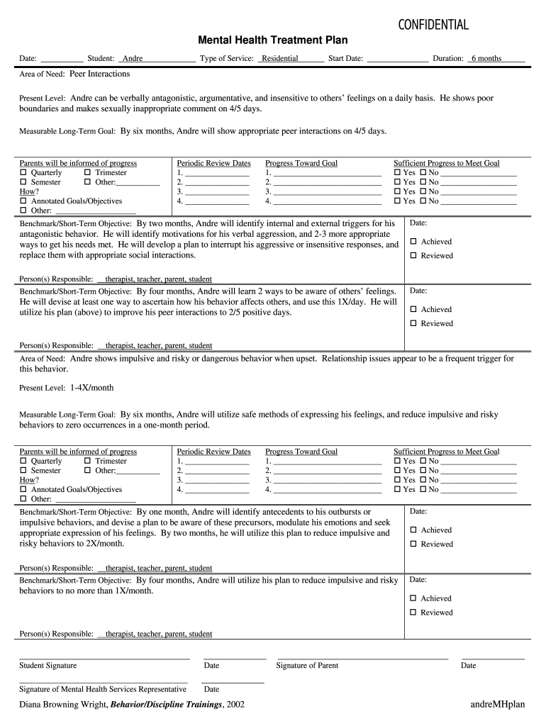 Mental Health Treatment Plan Fill And Sign Printable Template Online 