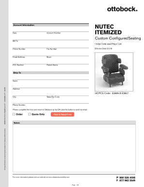 Wheelchair Seating Order Form