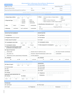 Haemophilus Influenzae Surveillance Worksheet